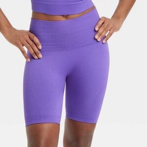 NWOT All in Motion size XL Purple High Rise 6" Bike Shorts Everyday Core Rib Gym